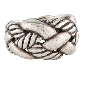 David Yurman Silver Braided Ring - size 7